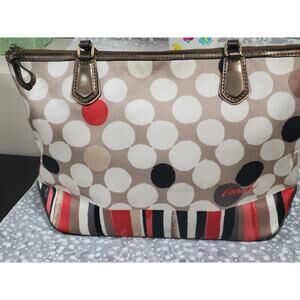 Coach 25126 Sateen Poppy Watercolor Dot Tote (No Tag)